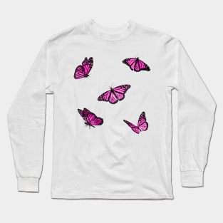 Pink Butterflies Sticker Pack Long Sleeve T-Shirt